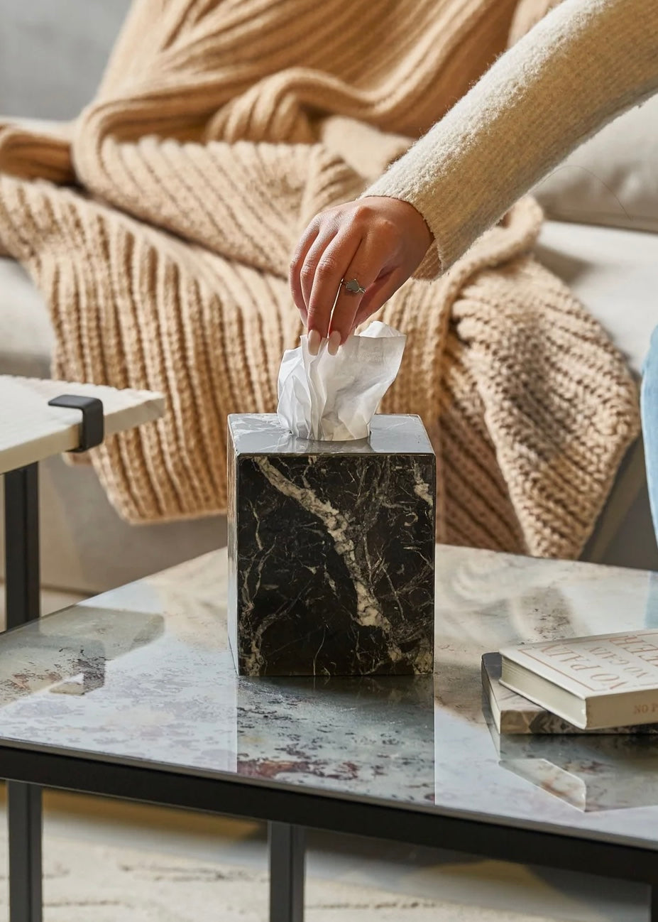 Black squared tissue box