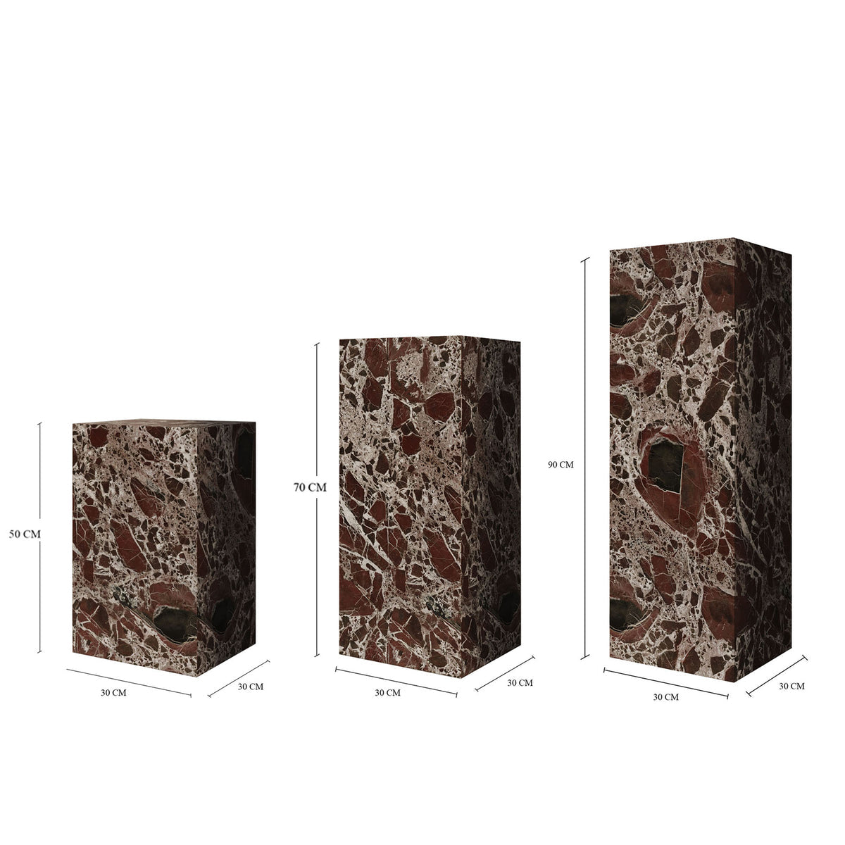 ROSSO LEVANTO MARBLE PEDESTALS