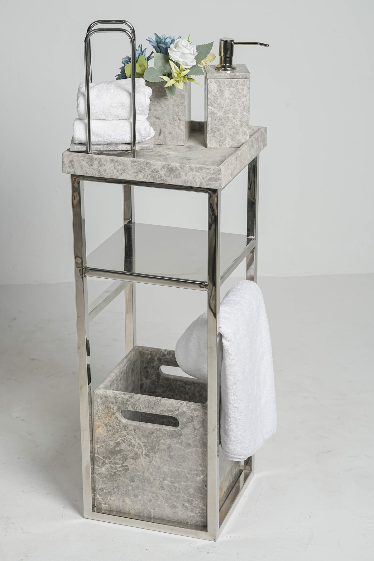 Grand Imperial Tundra Grey Marble Bath Set