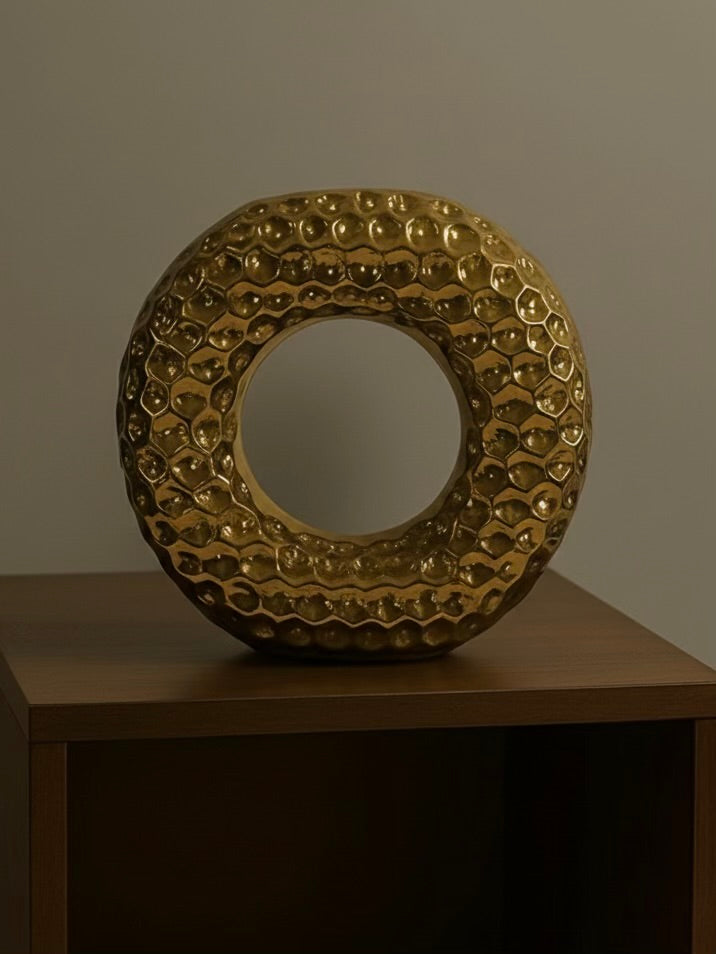 Golden Ring Textured Sculpture vase