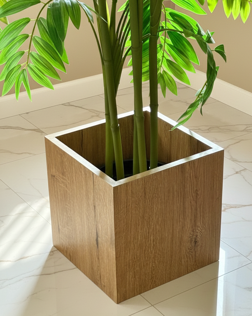 Wooden plant pot