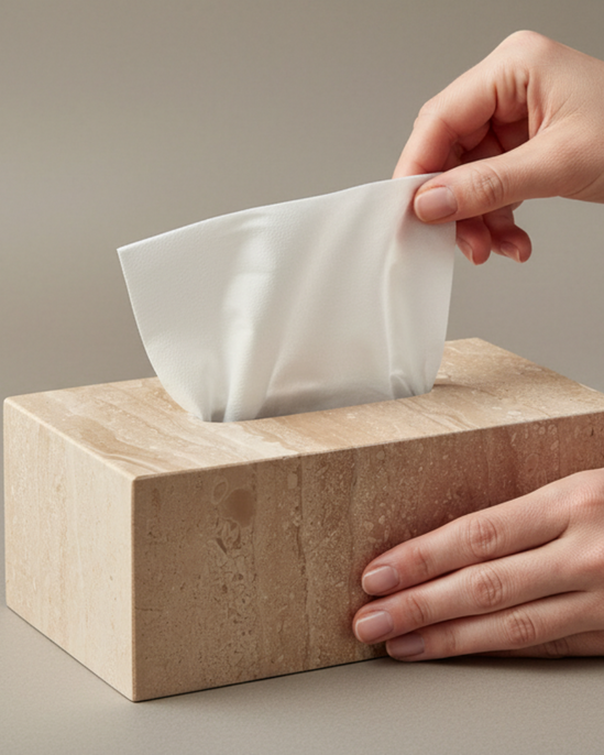 Beige Marble Tissue Box