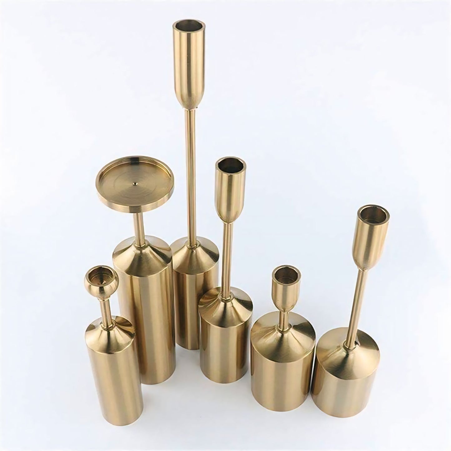 Nordic Luxury Metal Candle Holder Set - Elegant Taper & Pillar Stand (Set of 6)