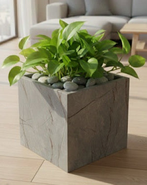 Grayish glossy plant pot Alike Marble