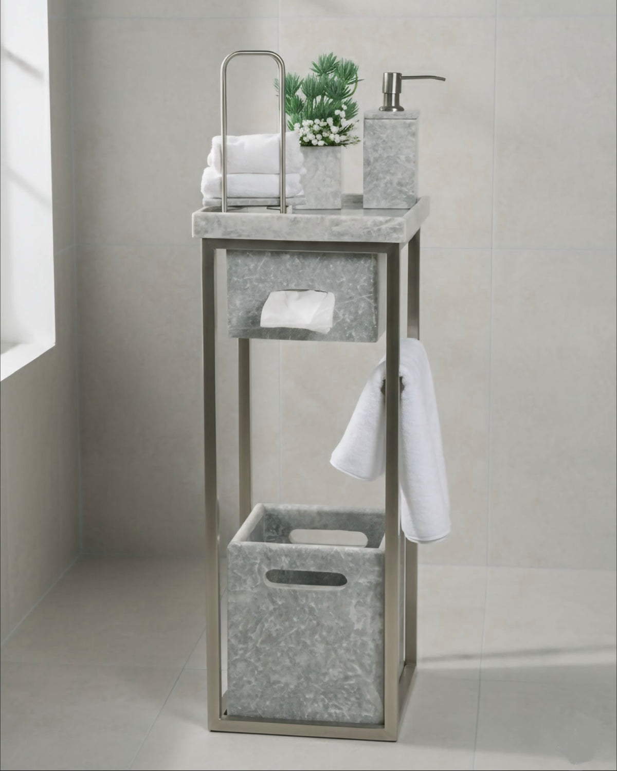 Imperial Tundra Grey  Marble Bath Set