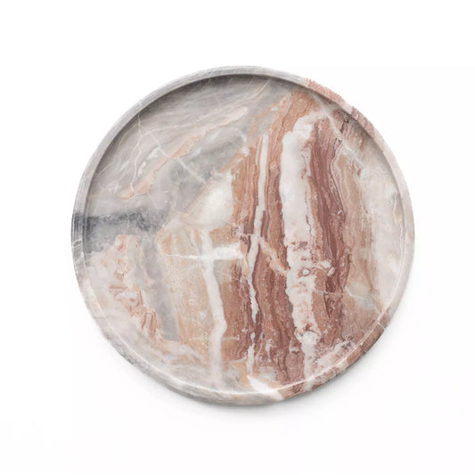 Rosso Orobico Marble Round Tray