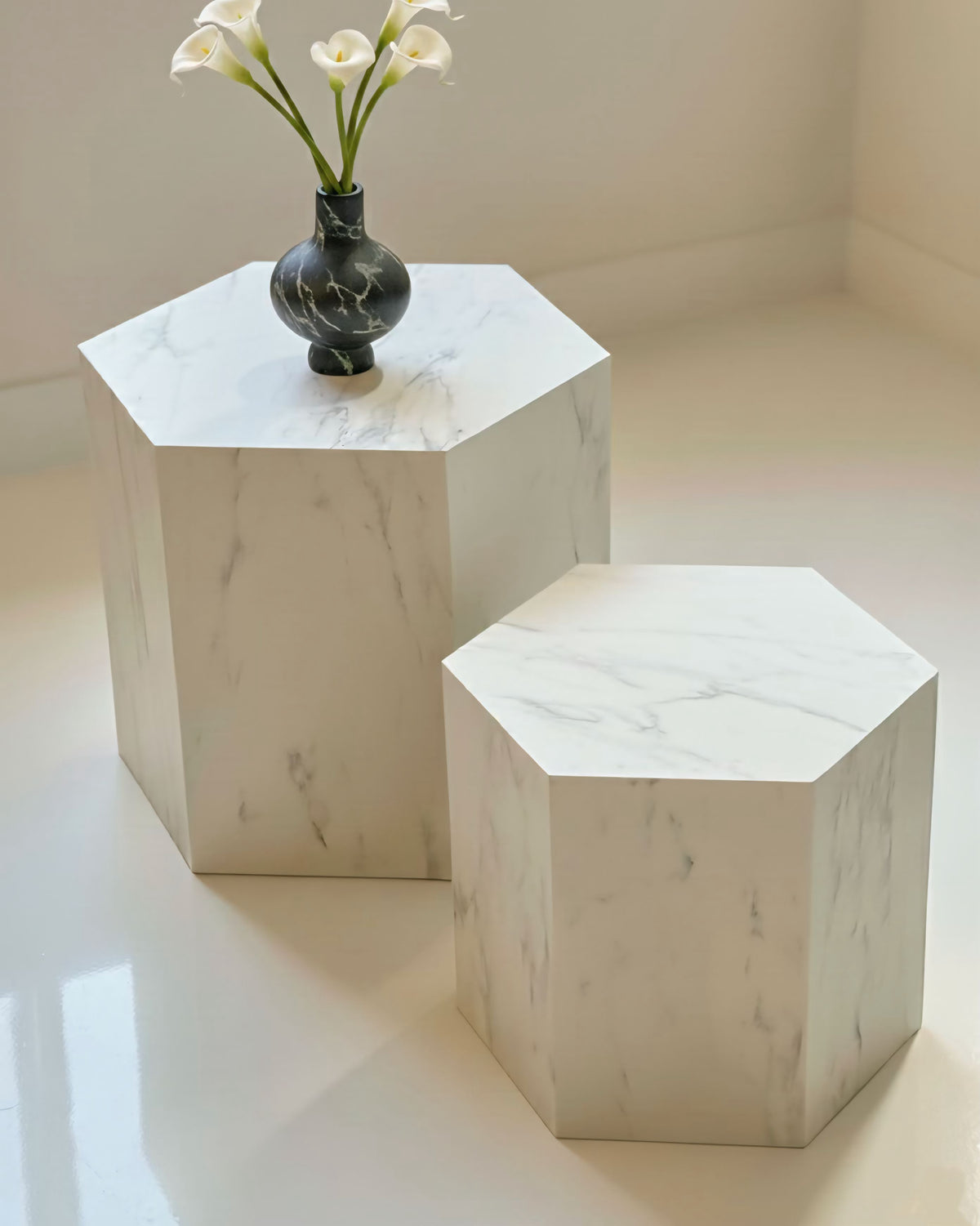 White Marble Alike Table ( Available in 2 Sizes )