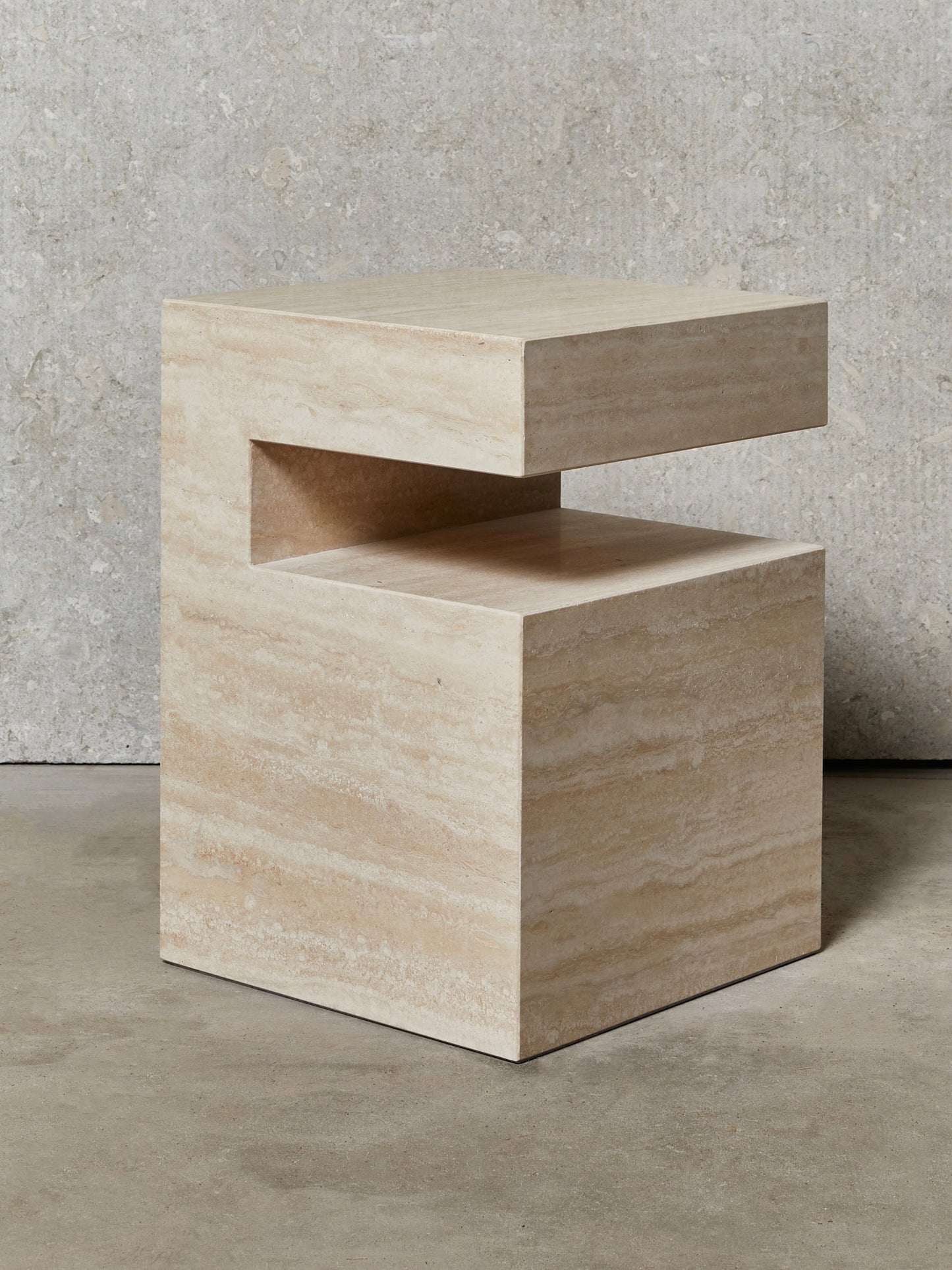 Travertine Square Side Table