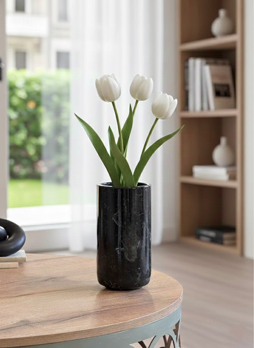 Black marble vase