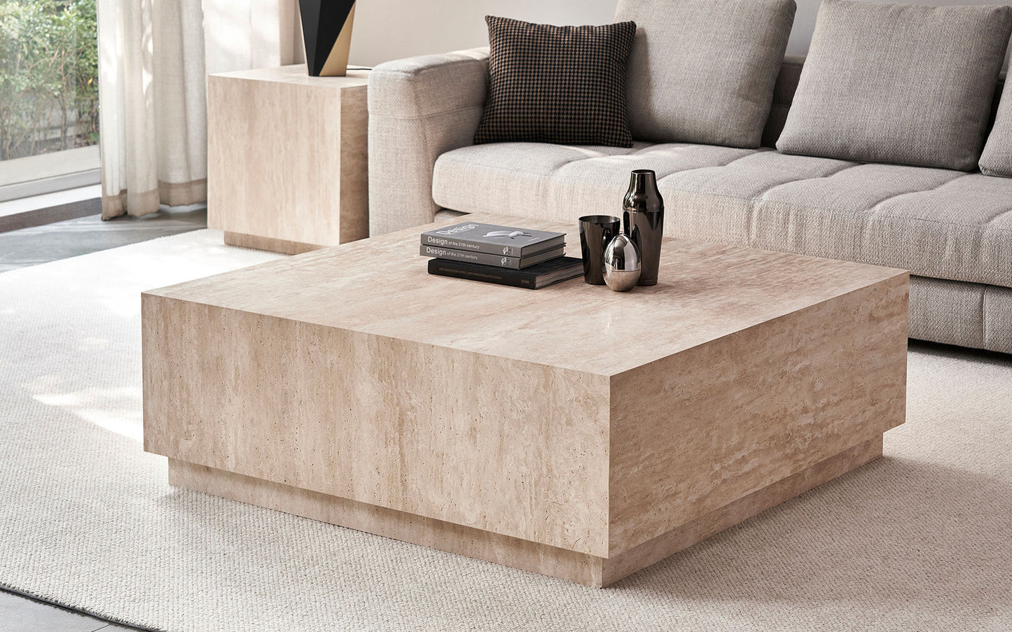 Travertine coffee table (alike marble)