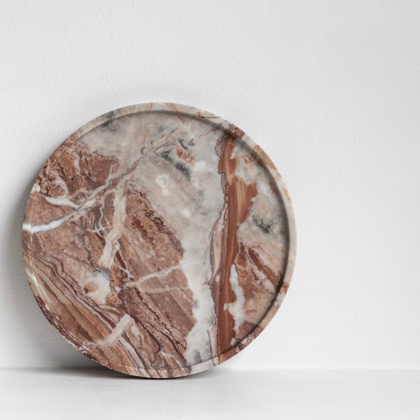 Rosso Orobico Marble Round Tray