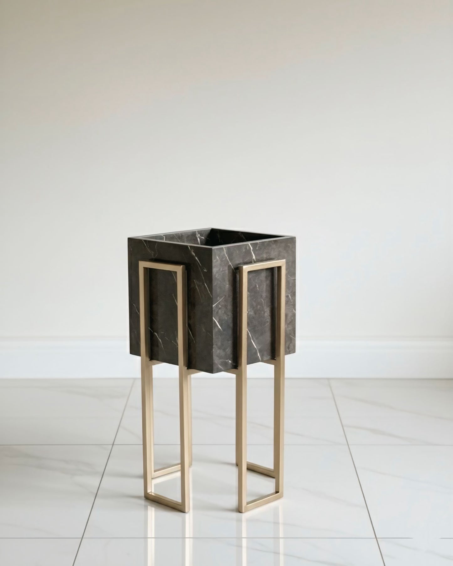 Gold Stand brown plant pot (2 Sizes Available) Alike Marble