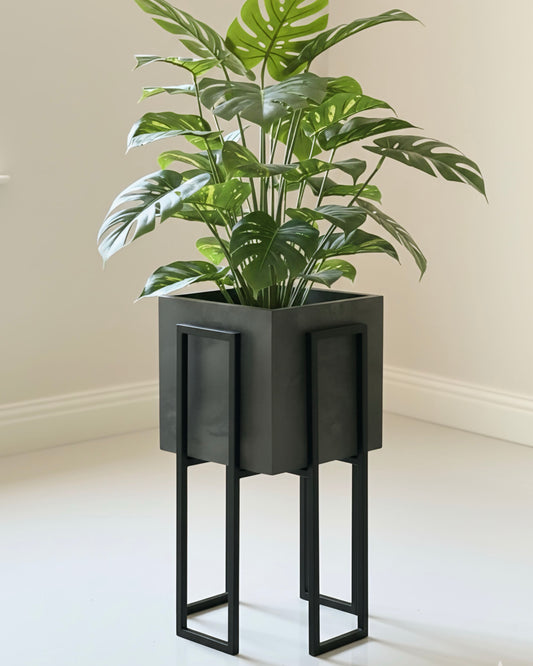 Black Stand Charcoal plant pot (2 sizes Available) Alike Marble