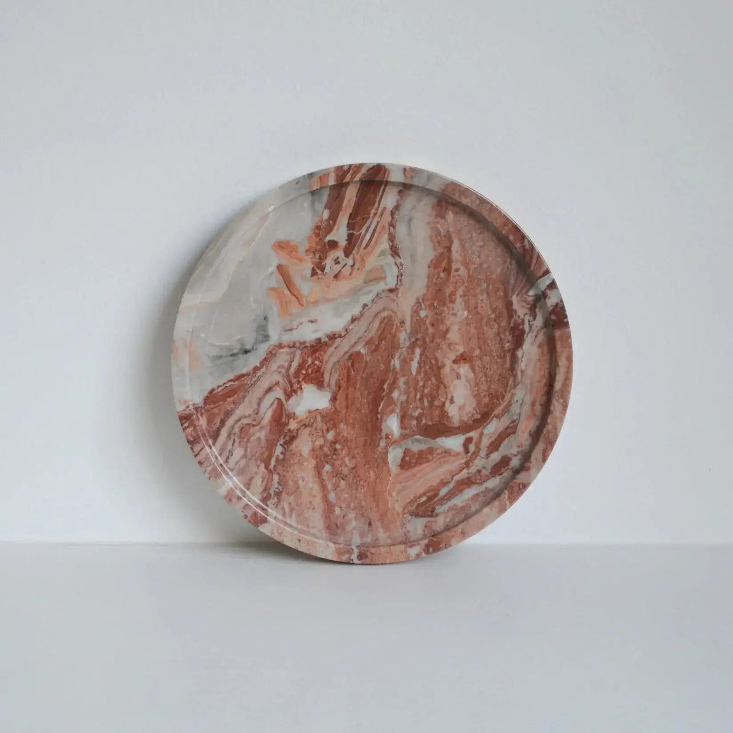 Rosso Orobico Marble Round Tray