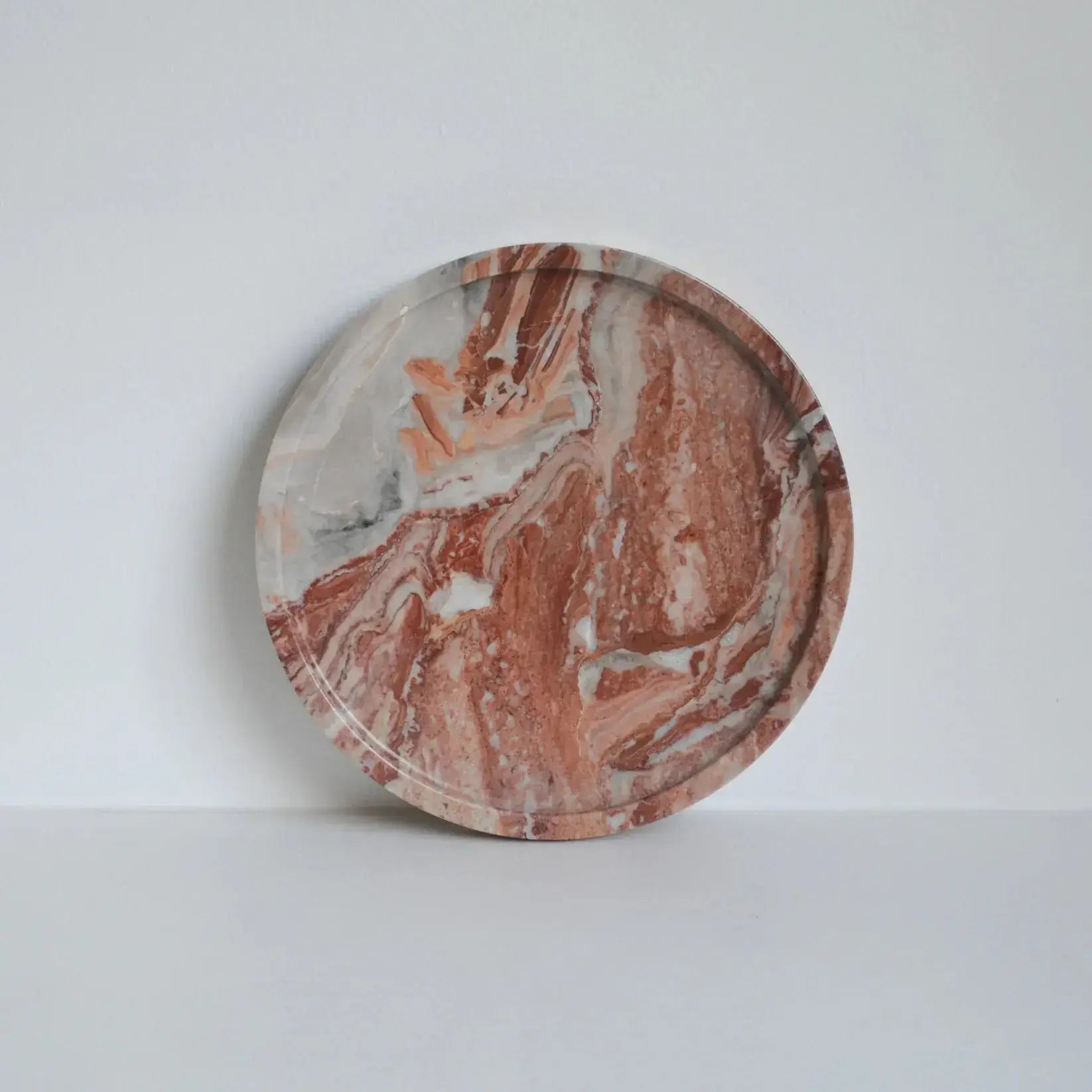 Rosso Orobico Marble Round Tray