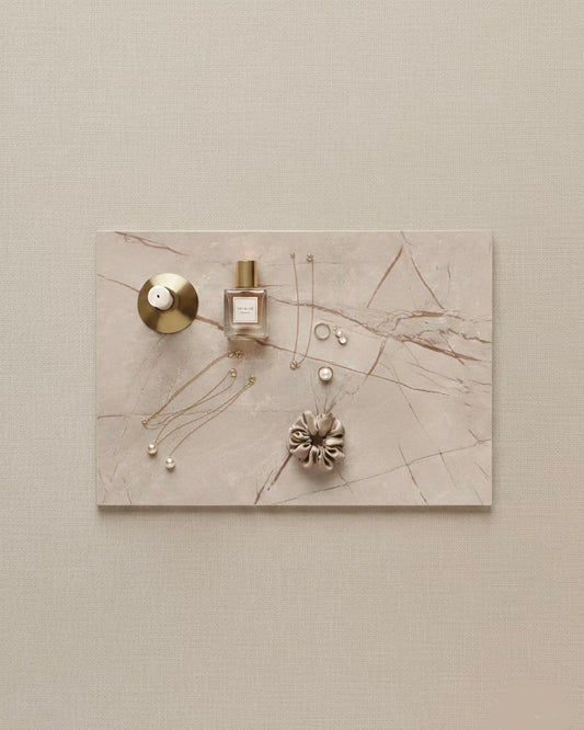 Glossy grayish marble alike platters