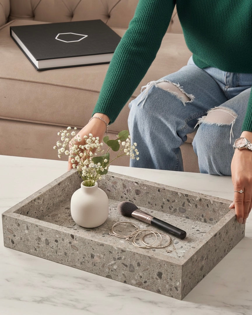 Framed Marble-like tray ( Available in 4 Colors )