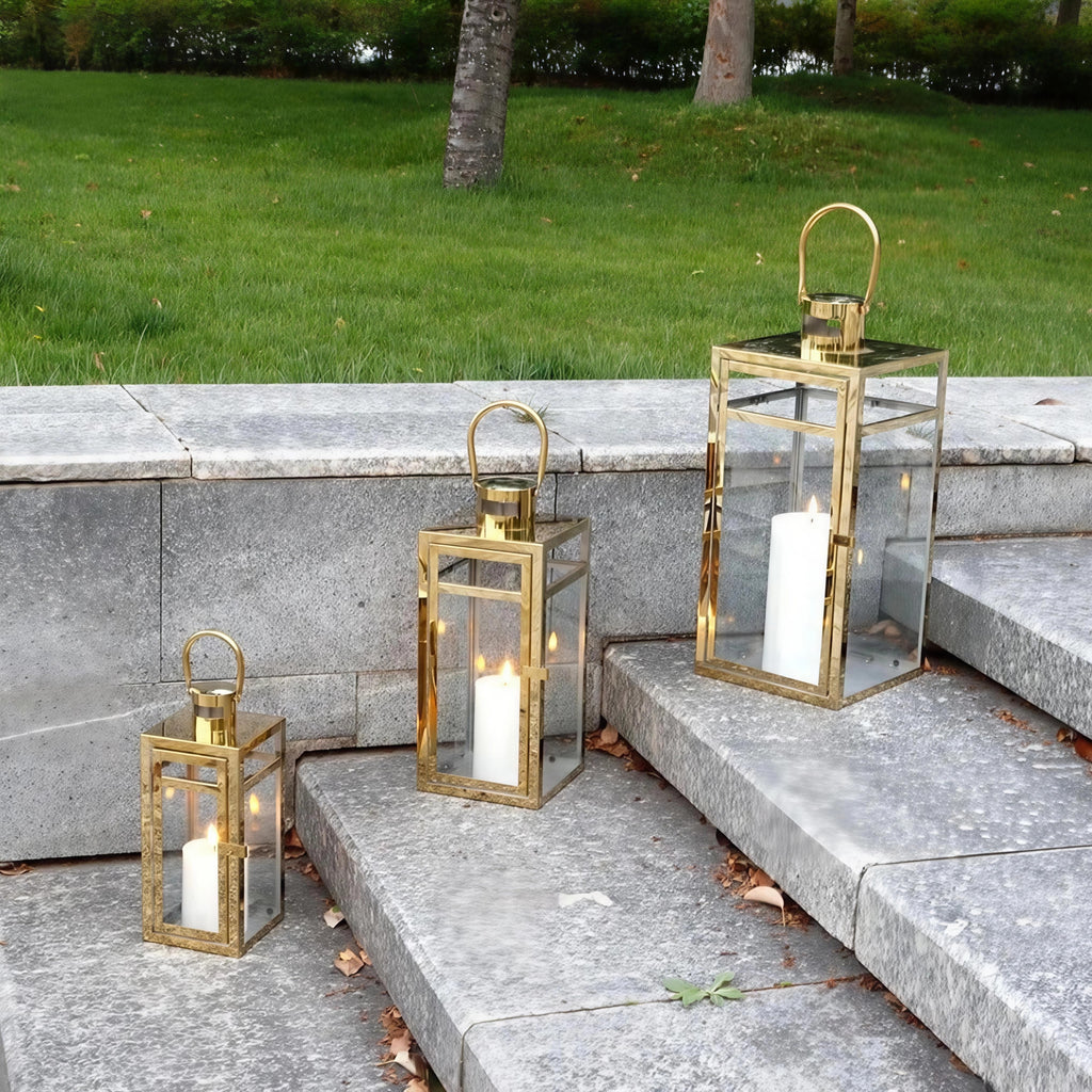 Set of 3 Golden Metal Lanterns