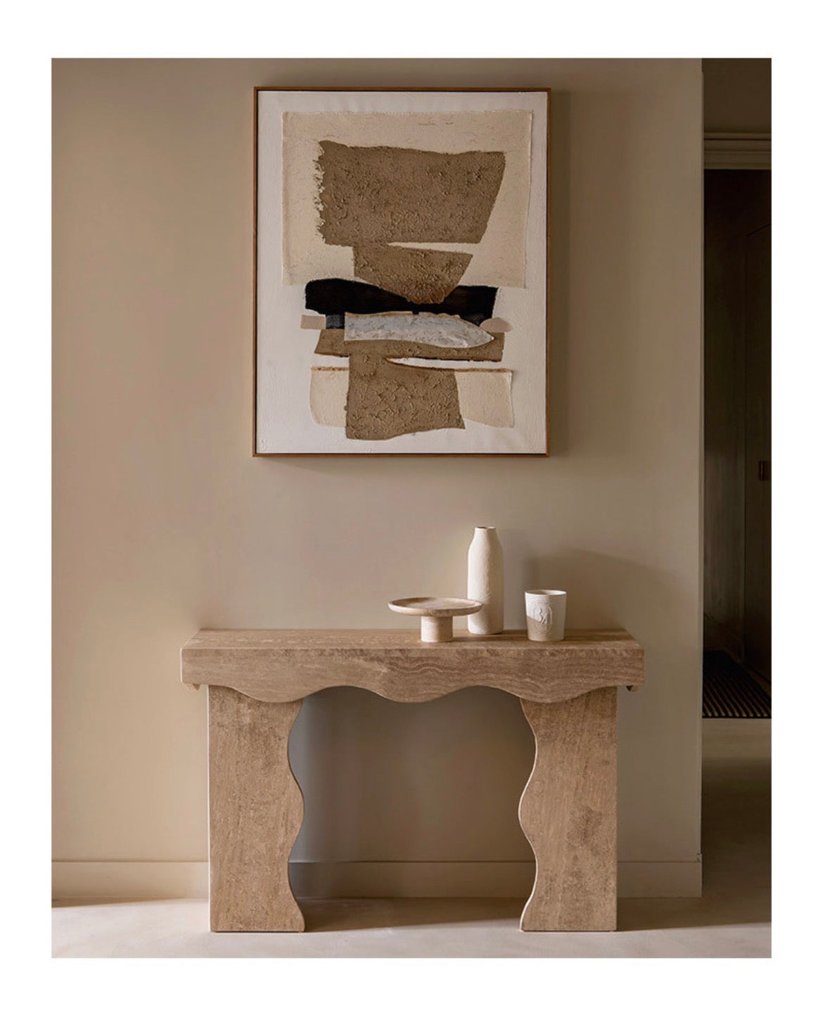 Beige Travertine Rectangular Console - Teatro Model