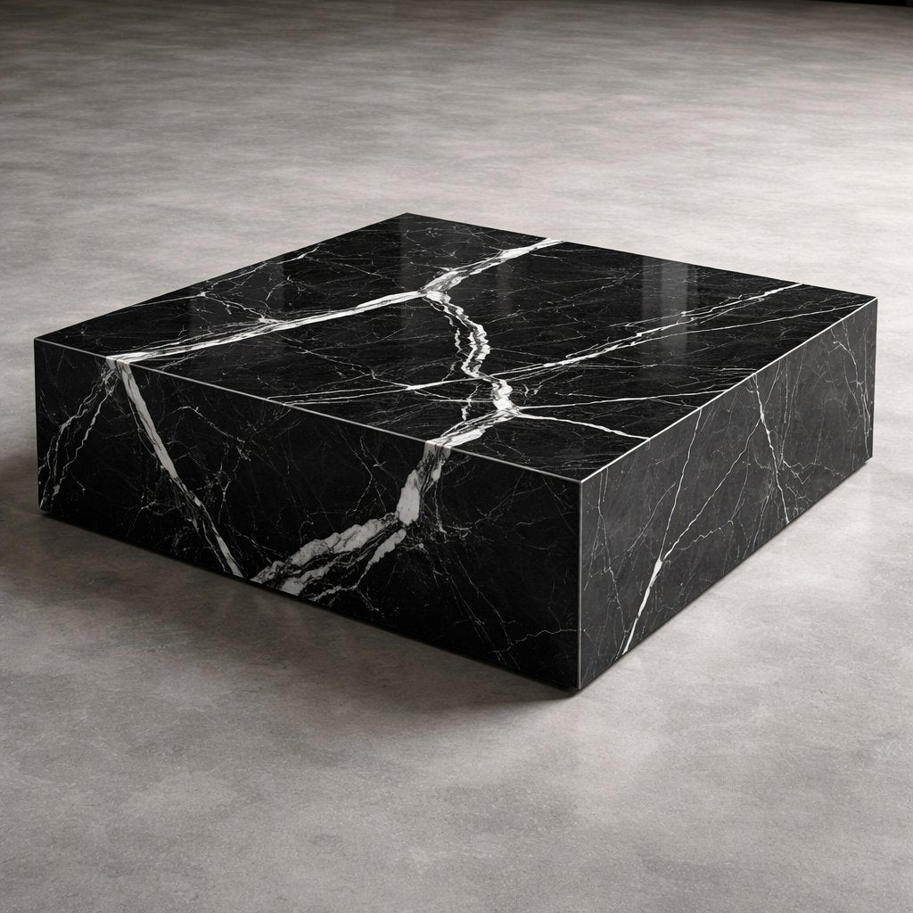 Nero Marquina Rectangular Marble Coffee Table
