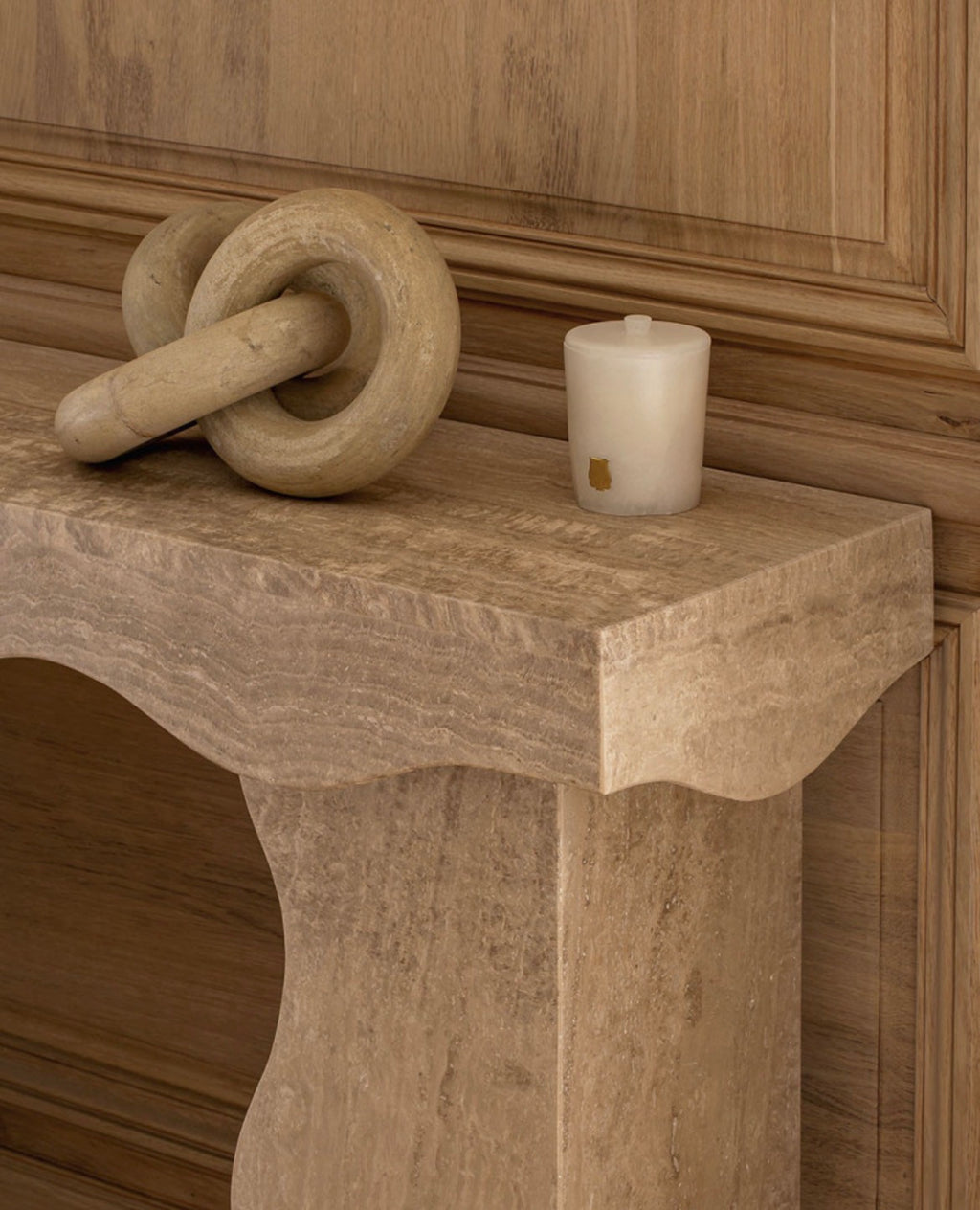 Beige Travertine Rectangular Console - Teatro Model