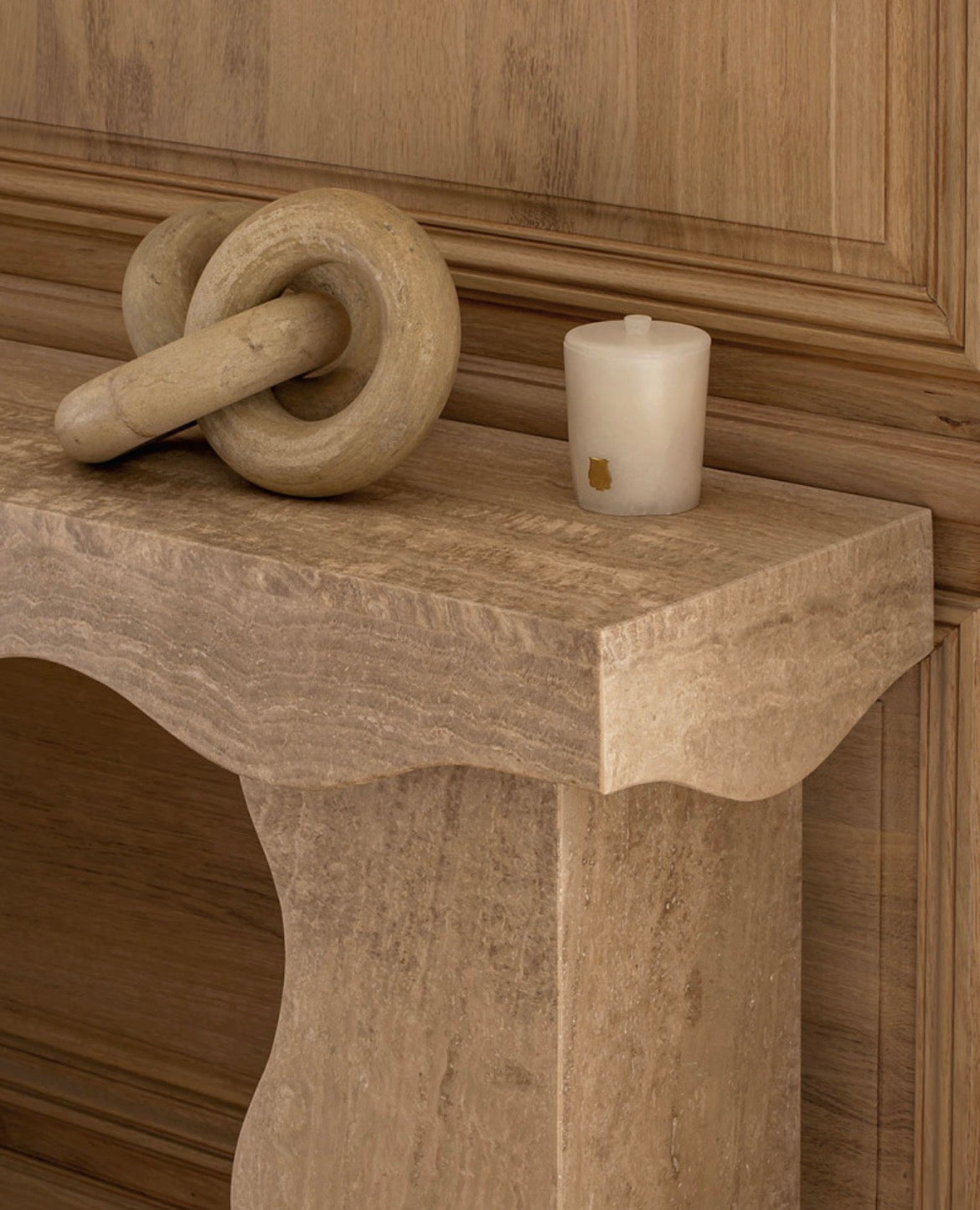 Beige Travertine Rectangular Console - Teatro Model