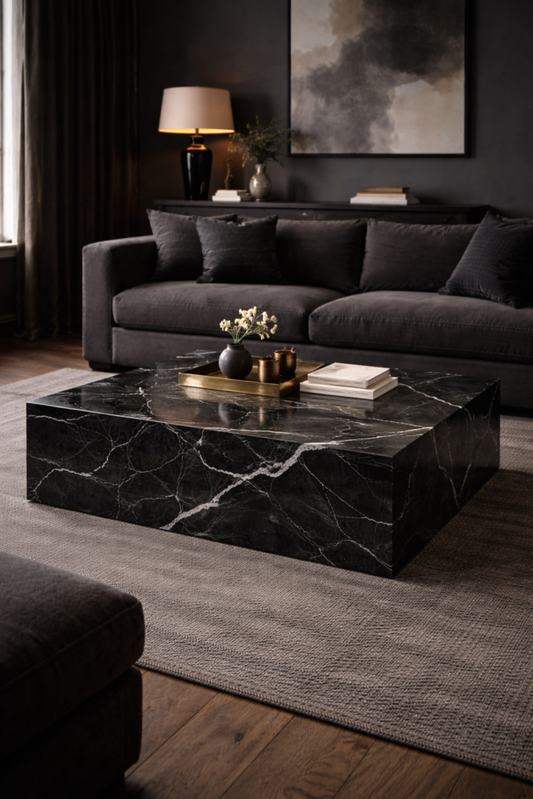 Nero Marquina Rectangular Marble Coffee Table