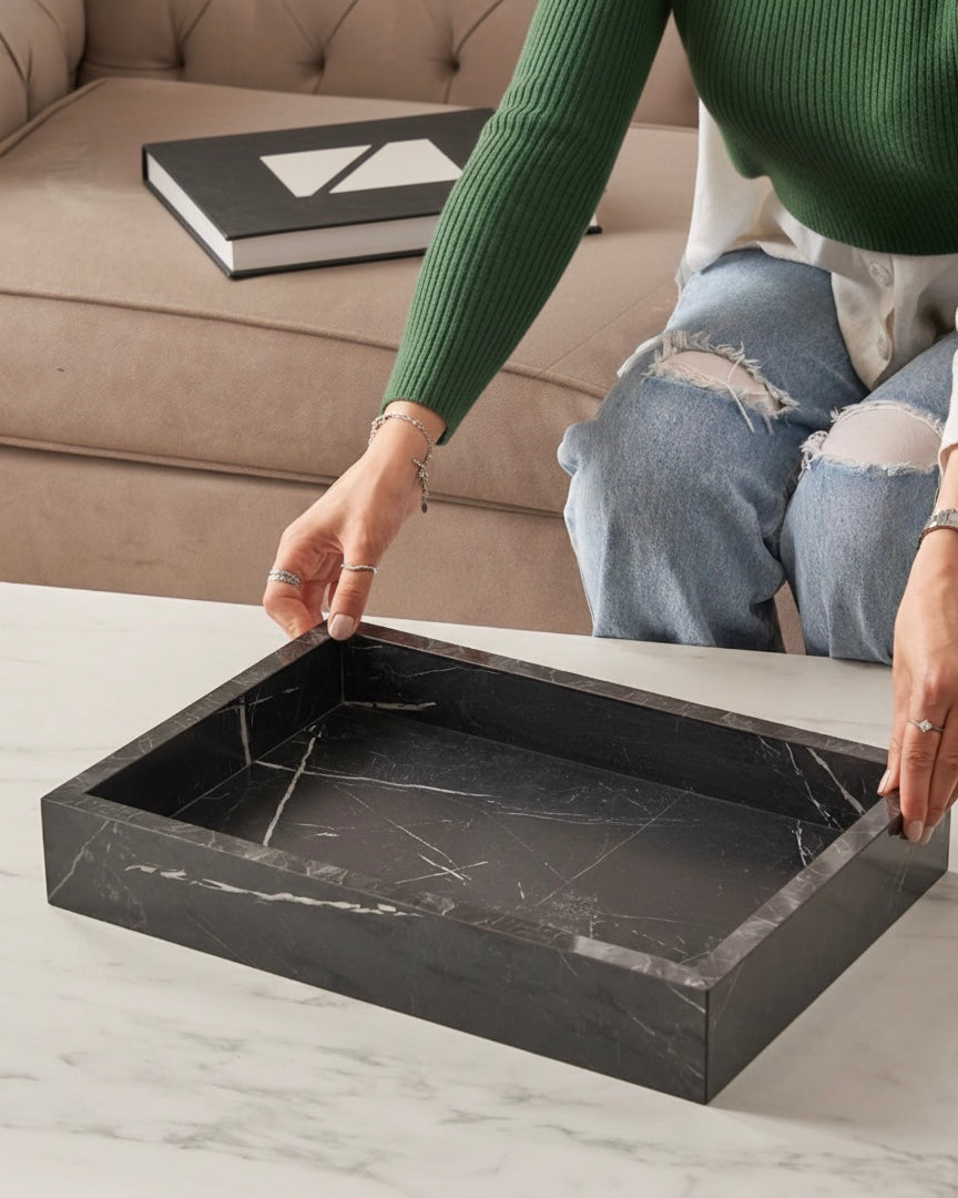 Framed Marble-like tray ( Available in 4 Colors )