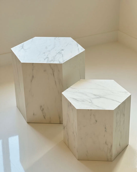 White Marble Alike Table ( Available in 2 Sizes )