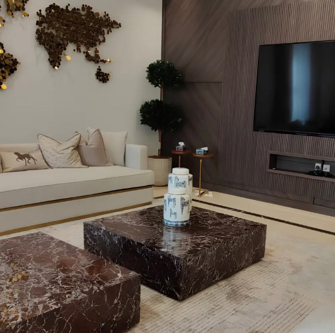 Rosso Levanto Rectangular Marble Coffee Table