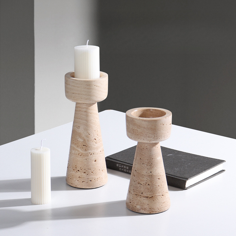 Travertine Candle Holder