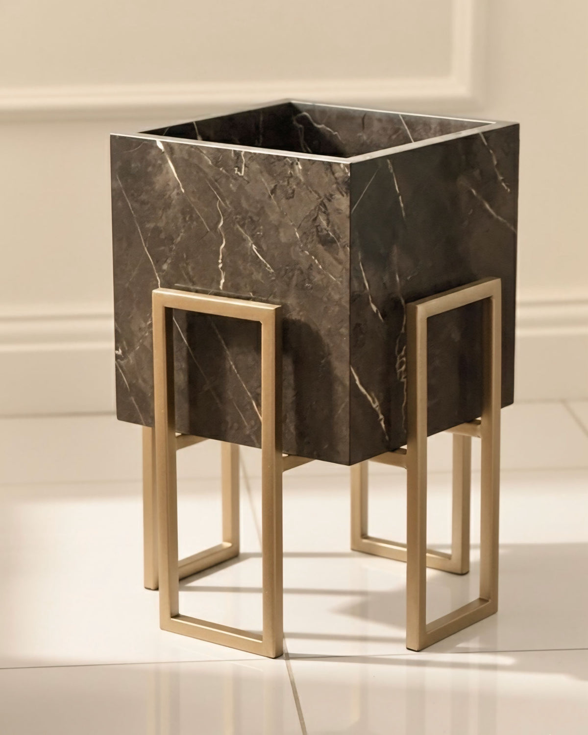 Gold Stand brown plant pot (2 Sizes Available) Alike Marble