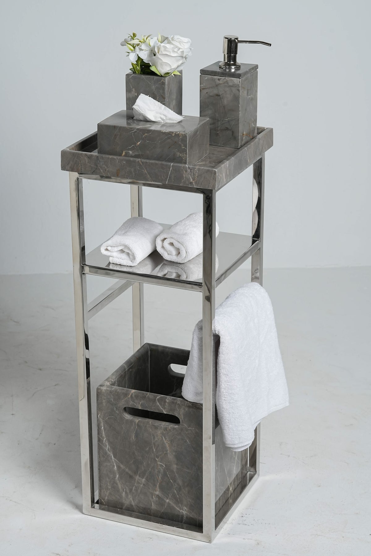 Grand Imperial Piatra Grey Marble Bath Set
