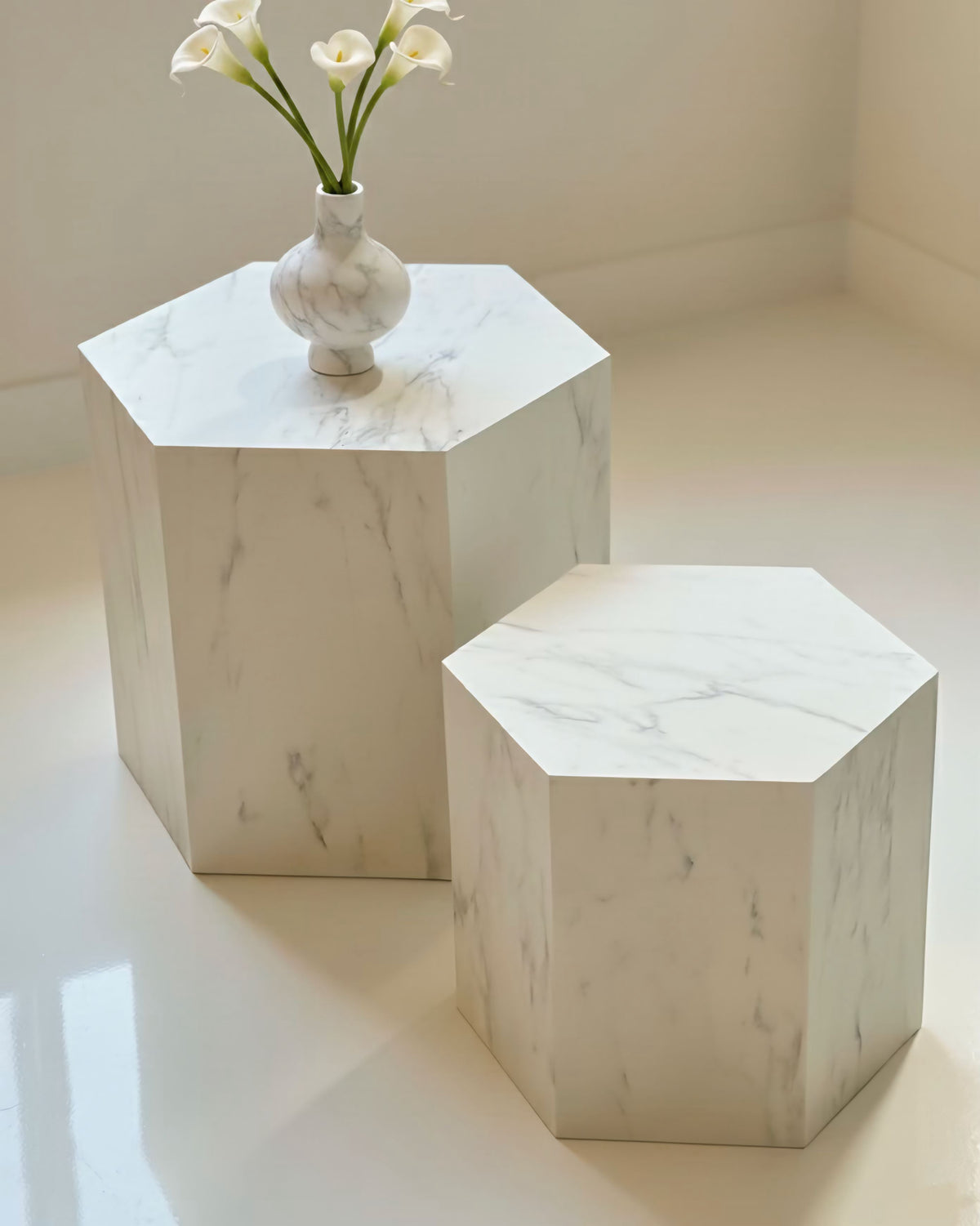 White Marble Alike Table ( Available in 2 Sizes )