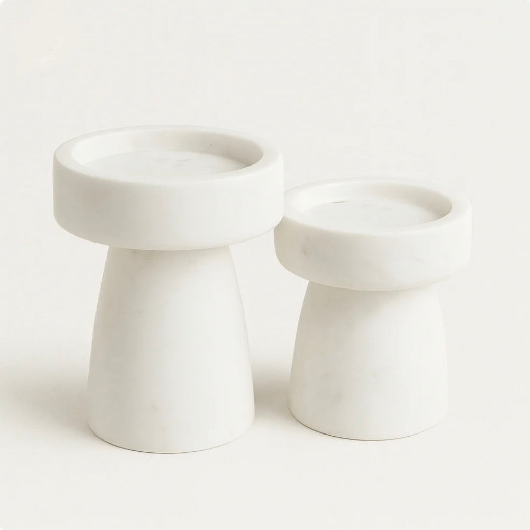 Minimalist White Marble Stands Set Of 2