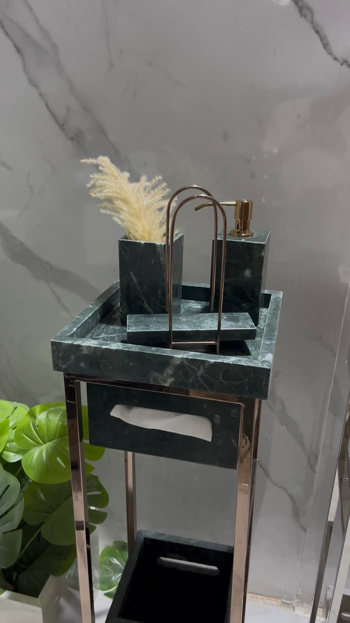 Imperial green Indian Marble Bath Set