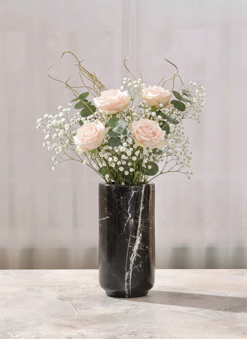 Black marble vase