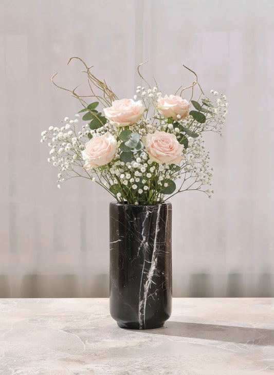 Black marble vase