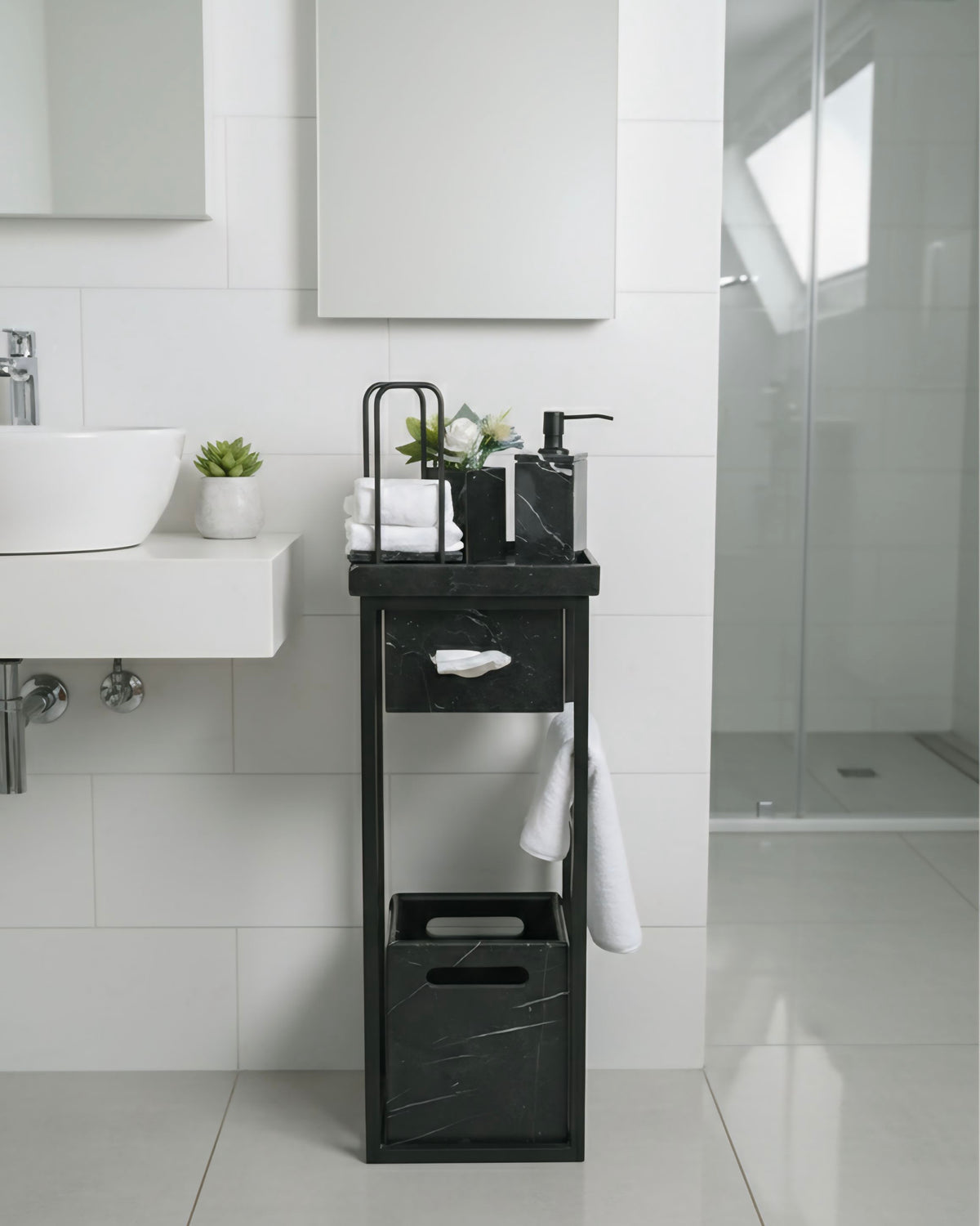 Imperial Black Spanish Marble Bath Set