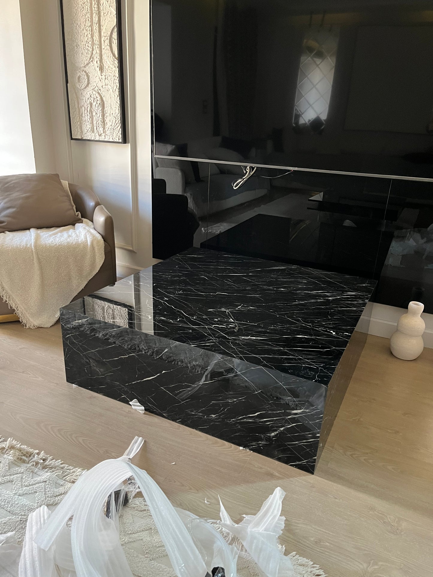 Black alike marble coffee table