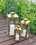 Set of 3 Golden Metal Lanterns