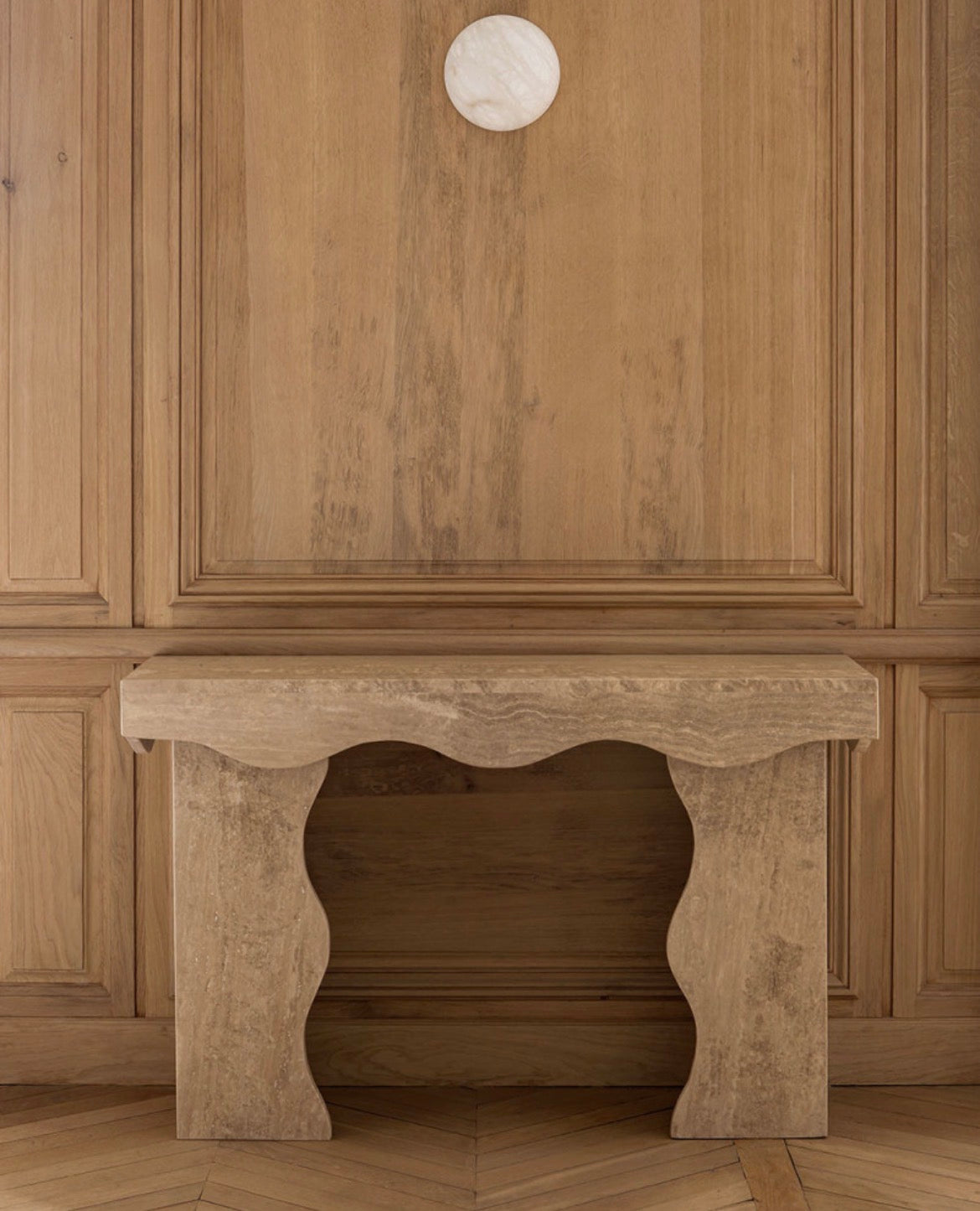 Beige Travertine Rectangular Console - Teatro Model