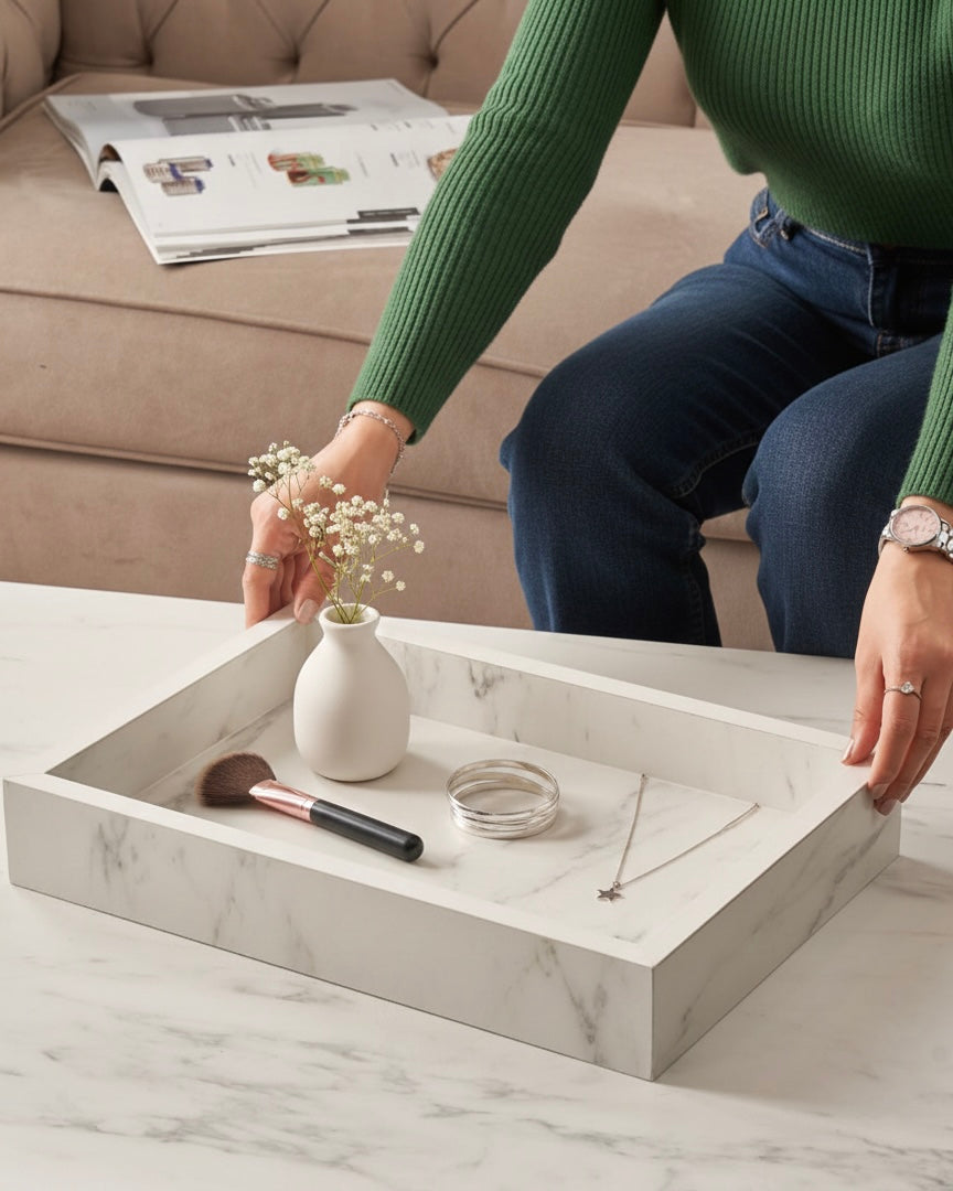Framed Marble-like tray ( Available in 4 Colors )