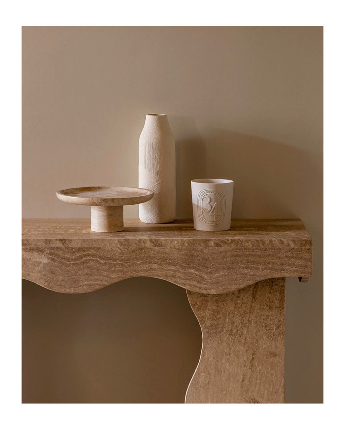 Beige Travertine Rectangular Console - Teatro Model