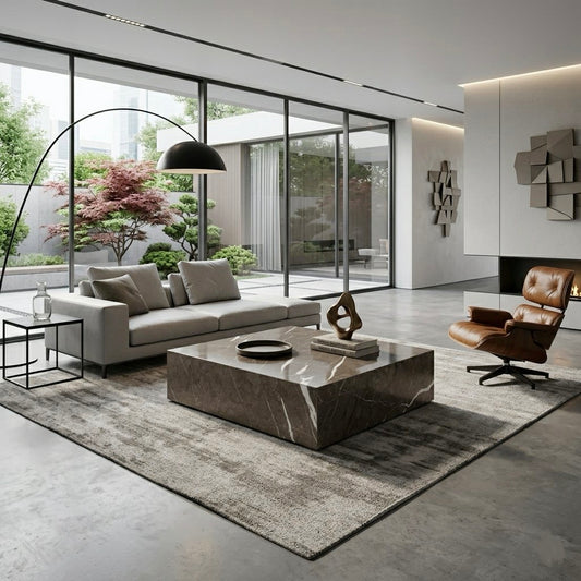 Pietra Gray Rectangular Marble Coffee Table