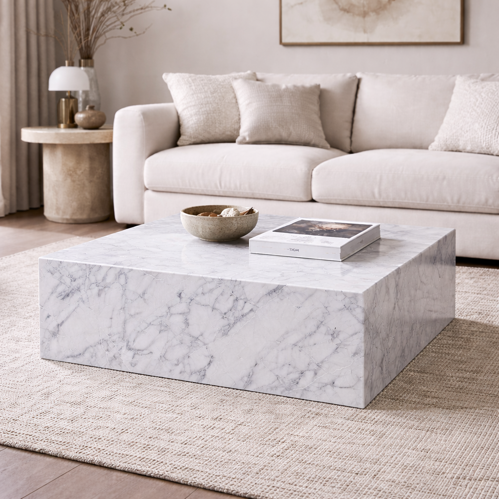 Carrara Rectangular Marble Coffee Table