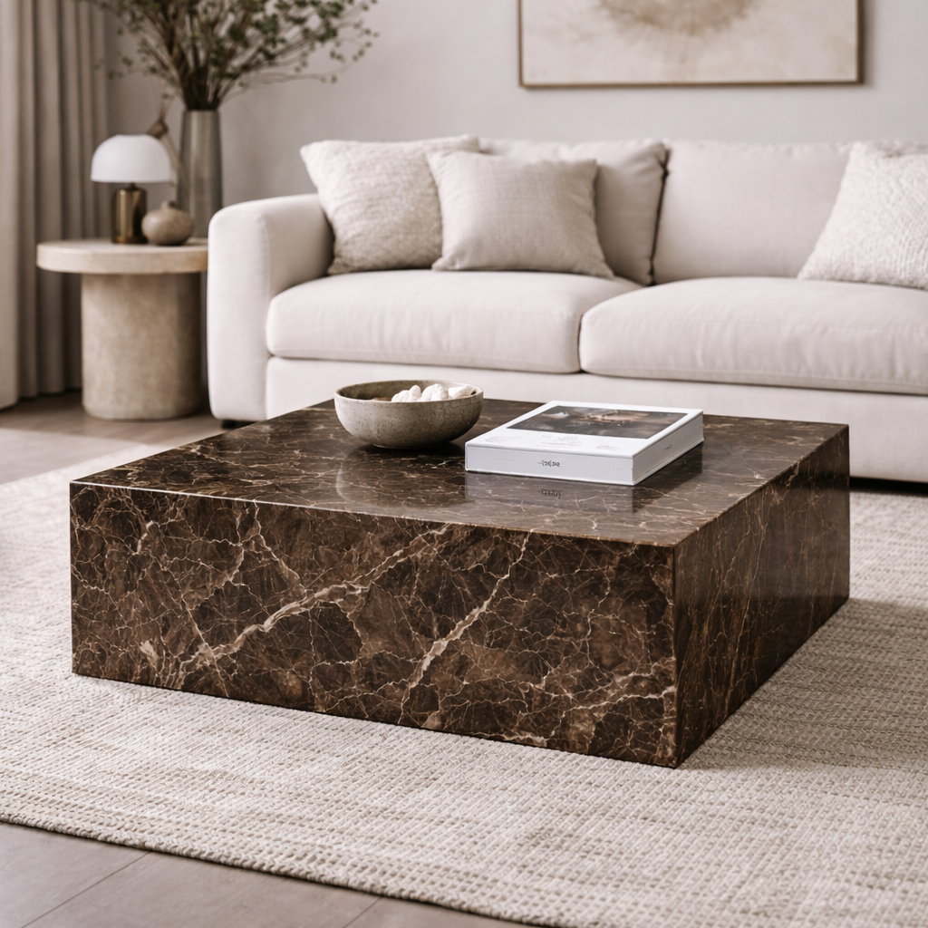 Emperador Rectangular Marble Coffee Table
