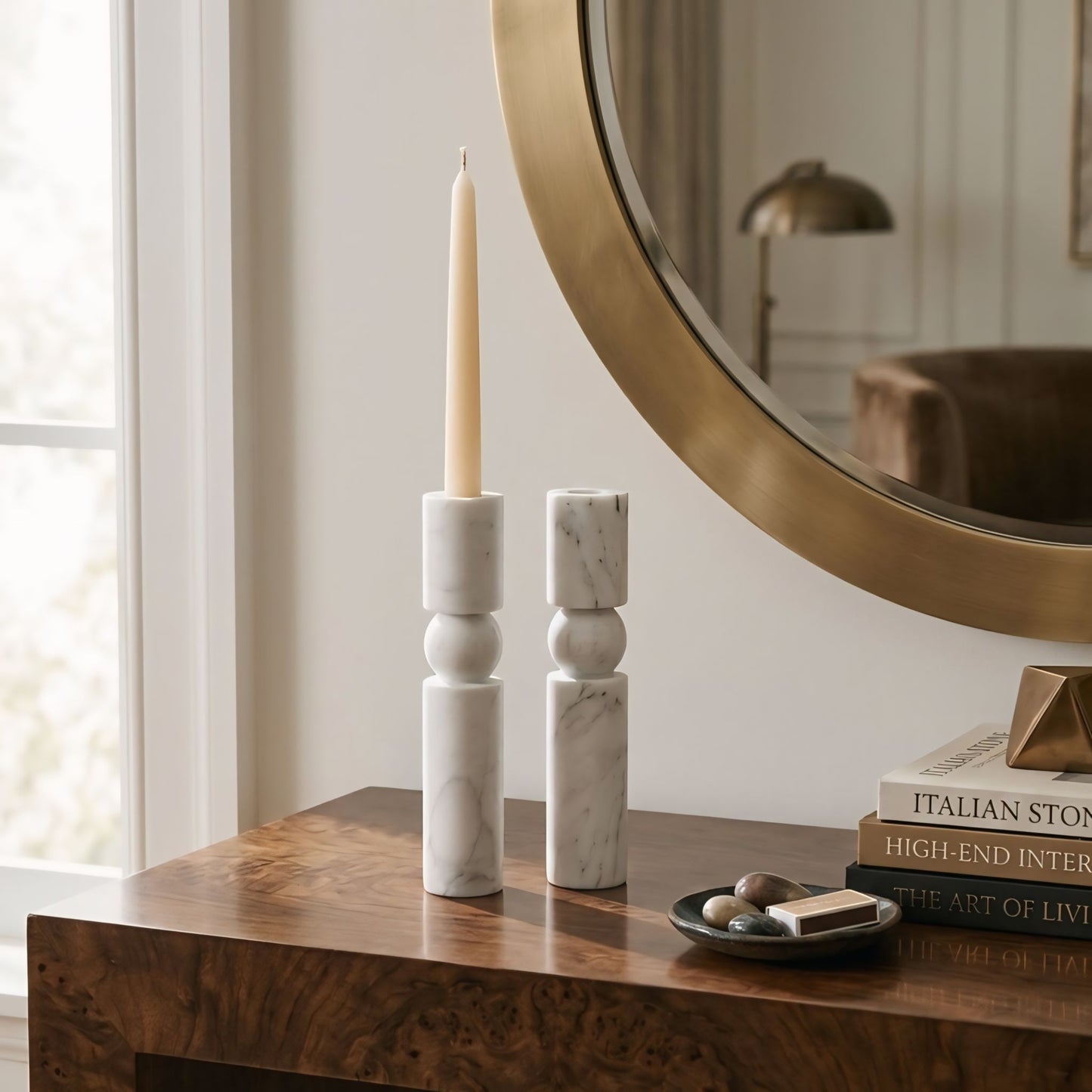 Calacatta Candle Holder – The Luxury of Natural Marble ( Set Of Two )