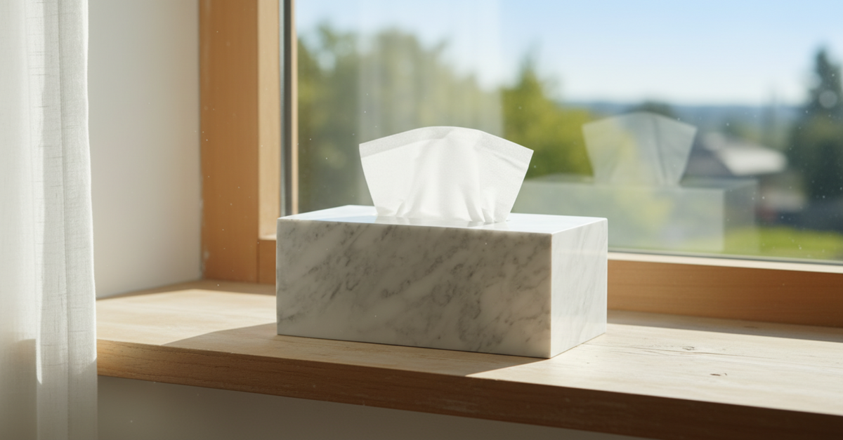 White Marble Tissue Box