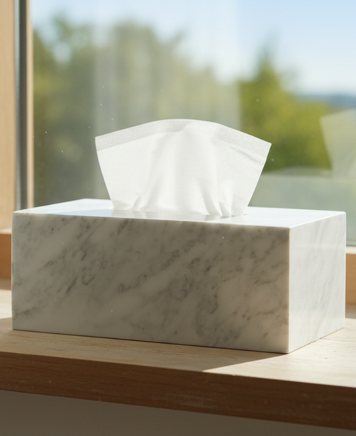 White Marble Tissue Box